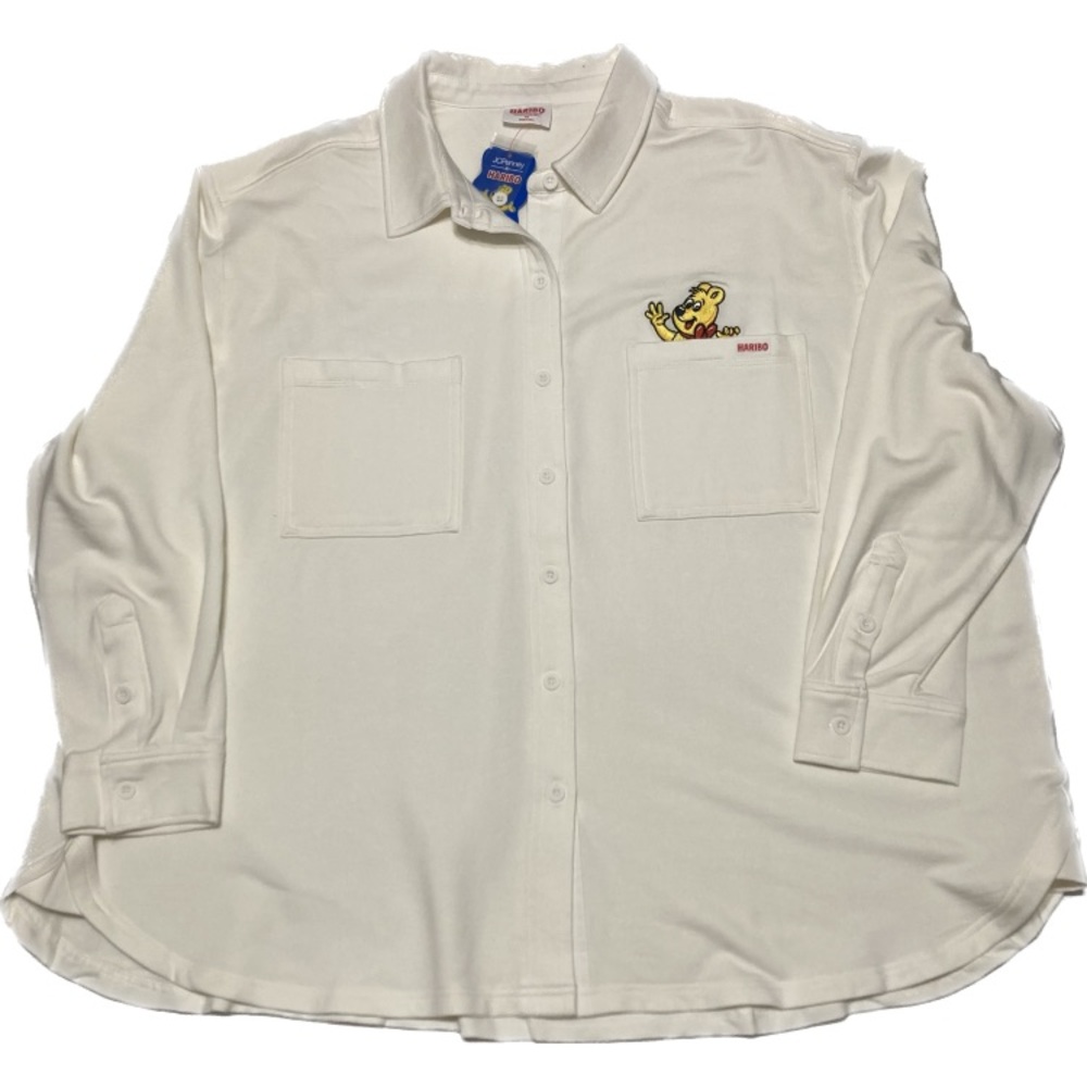 NWT Haribo Gummy Bears Adult Fleece Button Up Shirt